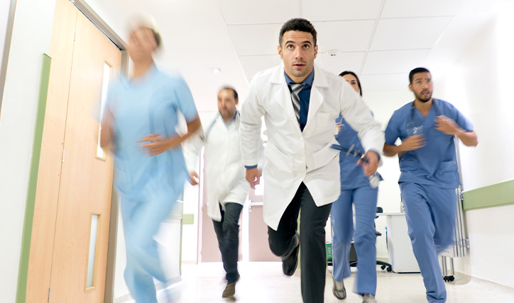 doctors and nurses running