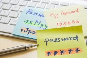 passwords written on post-it notes