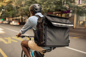 third-party food delivery man on bicycle